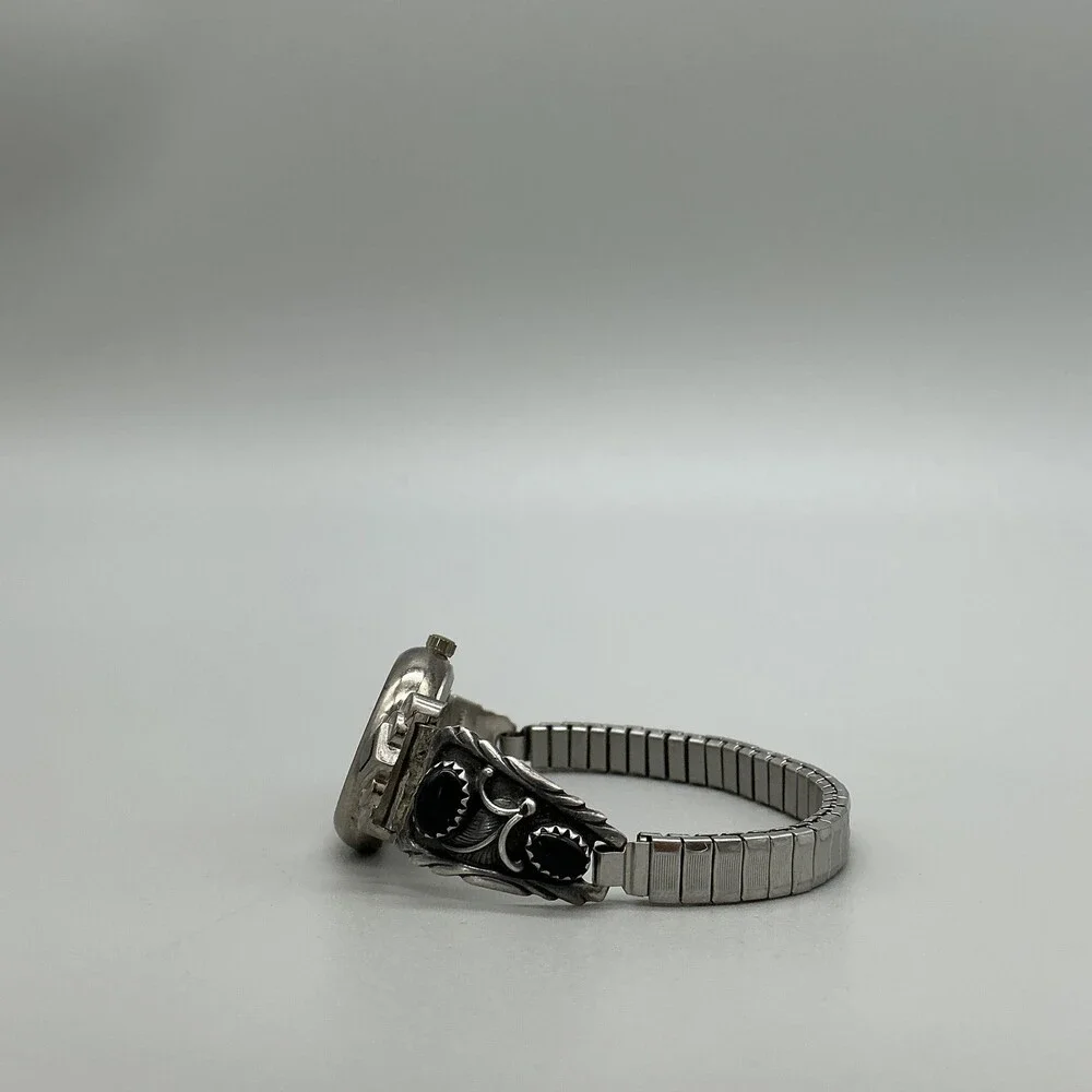 Lucoral Diamond Womens Watch 24mm Sterling Stamped Onyx Watch Tips New Battery